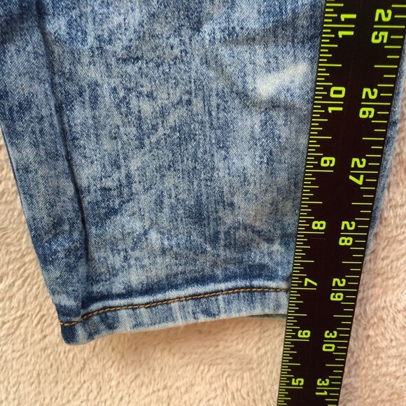 Rebel Love Womens Jeans Size 7/8 Skinny Distressed Blue Denim Applique Y2K Casua - Picture 5 of 16